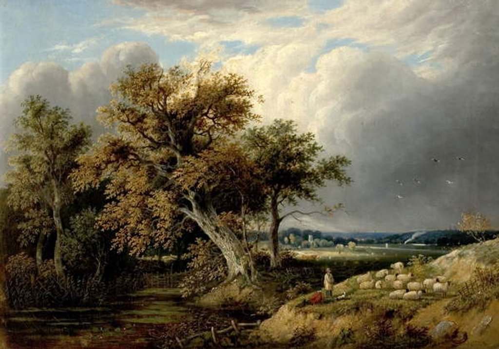 Detail of Landscape with Trees and Sheep, 19th century by William Henry Crome