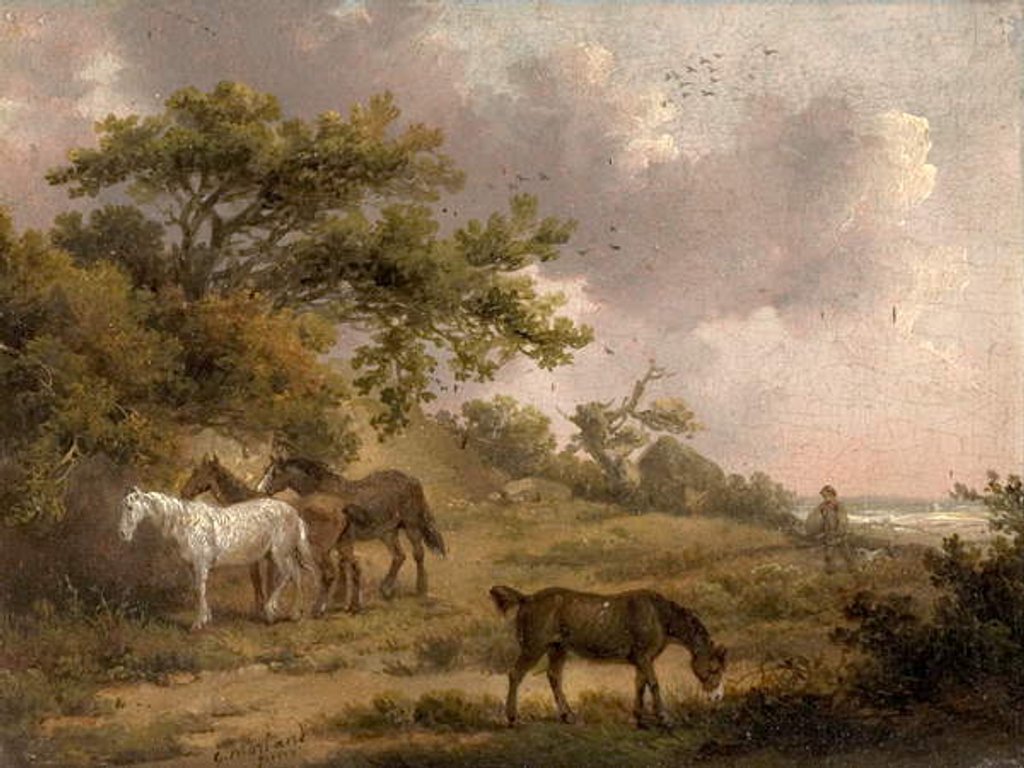 Detail of Landscape with Four Horses by George Morland