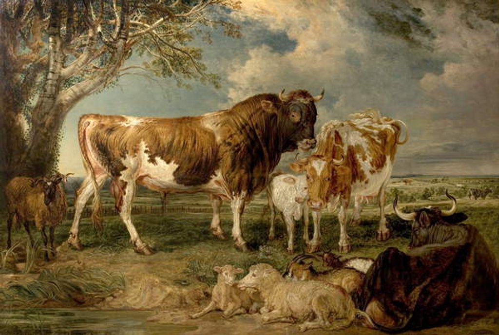 Detail of Bull, Cow and Calf in a Landscape, 1837 by James Charles Ward