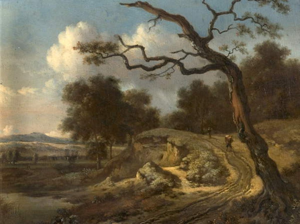 Detail of Landscape with Peasants and a Road by Jan Wijnants