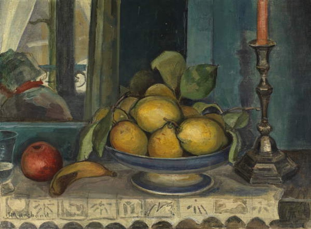 Detail of Still Life with Fruit and Candlestick, c.1920 by Jean Marchand