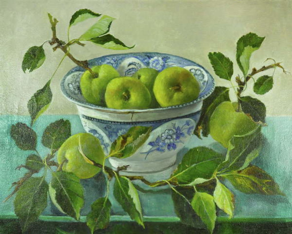 Detail of Apples and blue Bowl by Cristiana Angelini