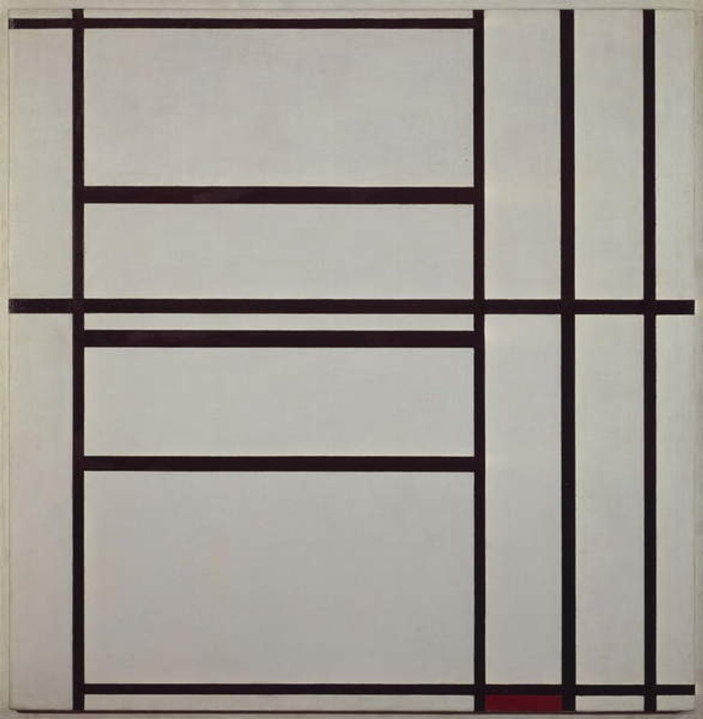 Detail of Composition No 1 with Grey and Red 1938-1939, by Piet Mondrian