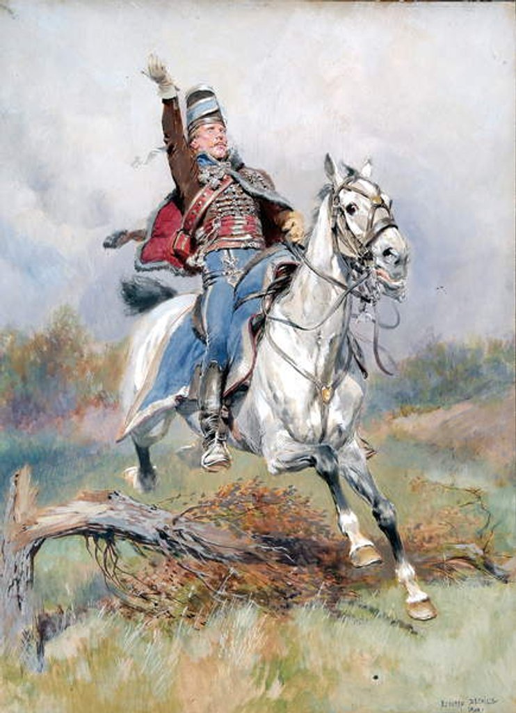 Detail of A French Cavalryman on Horseback, 1900 by Jean-Baptiste Edouard Detaille