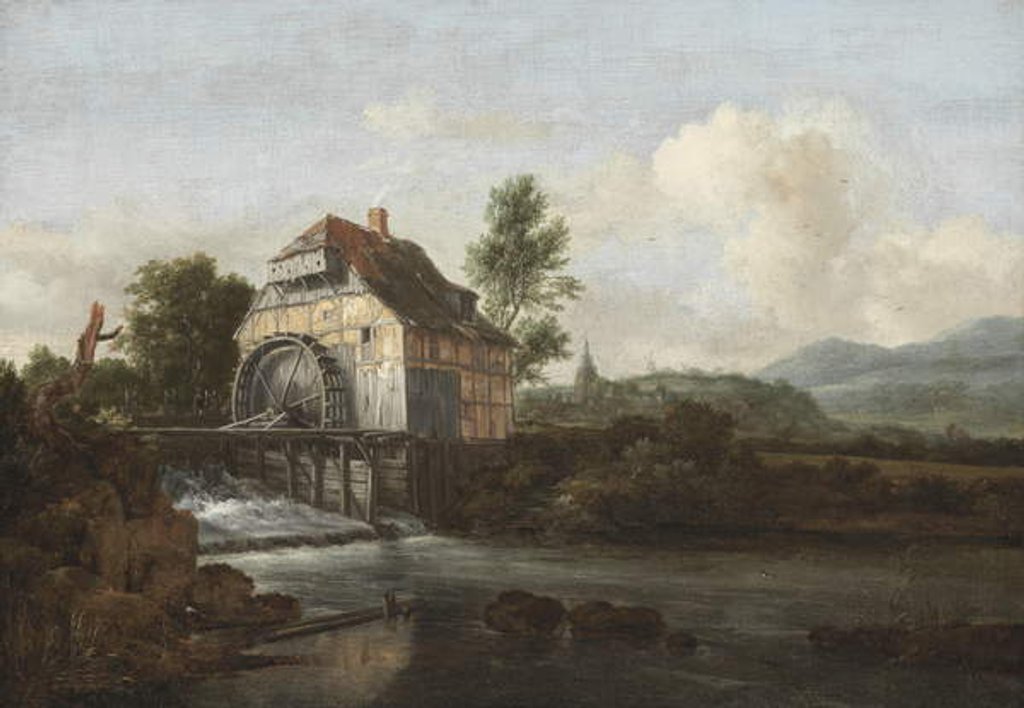 Detail of Landscape with a Watermill, c.1680 by Jacob Isaaksz. or Isaacksz. van Ruisdael