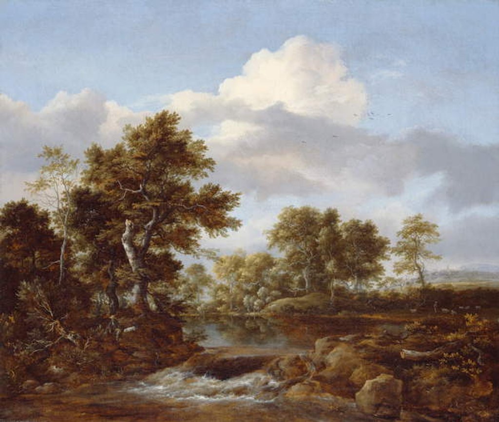 Detail of Wooded Landscape with a Stream, c.1665-68 by Jacob Isaaksz. or Isaacksz. van Ruisdael