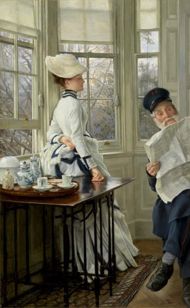 Detail of Reading the News, 1874 by James Jacques Joseph Tissot