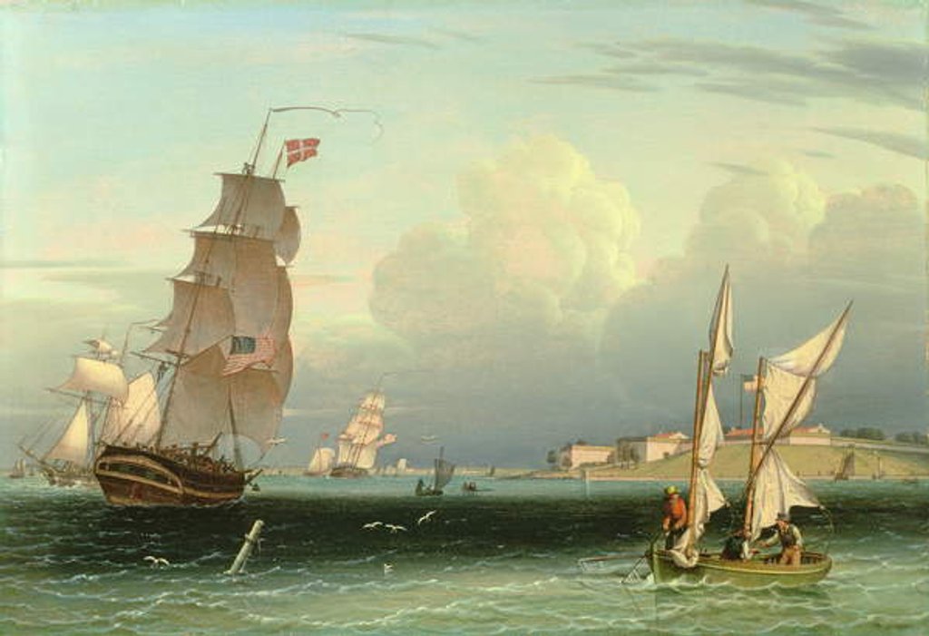 Detail of Ship Going Out, Fort Independence, Boston Harbour, 1832 by Robert Salmon