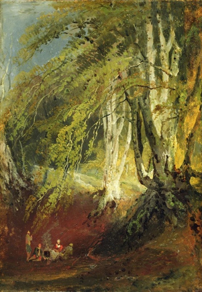 Detail of A Beech Wood with Gypsies Seated Round a Campfire, c.1799-1801 by Joseph Mallord William Turner