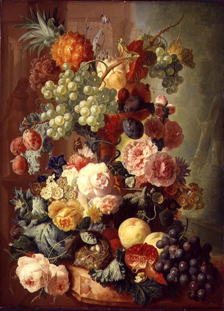 Detail of Still Life with Fruit and Flowers by Jan van Os