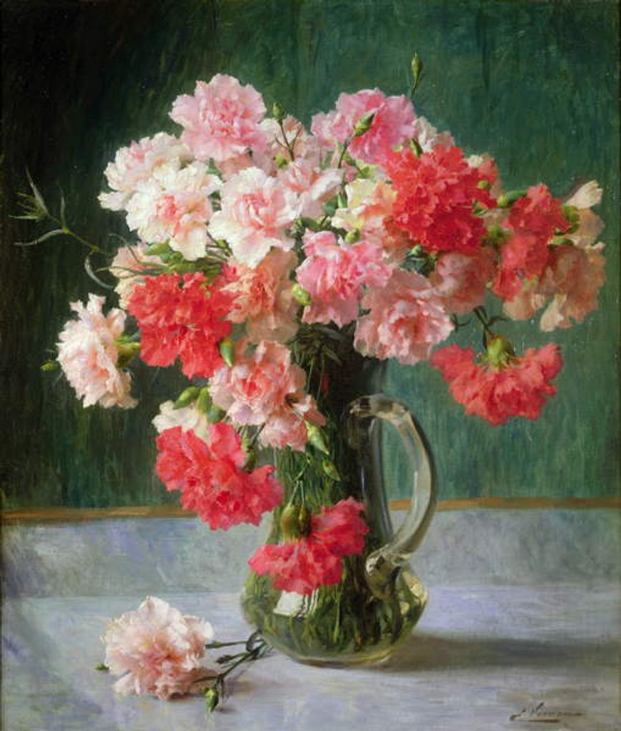 Detail of Still life of Carnations by Emile Vernon