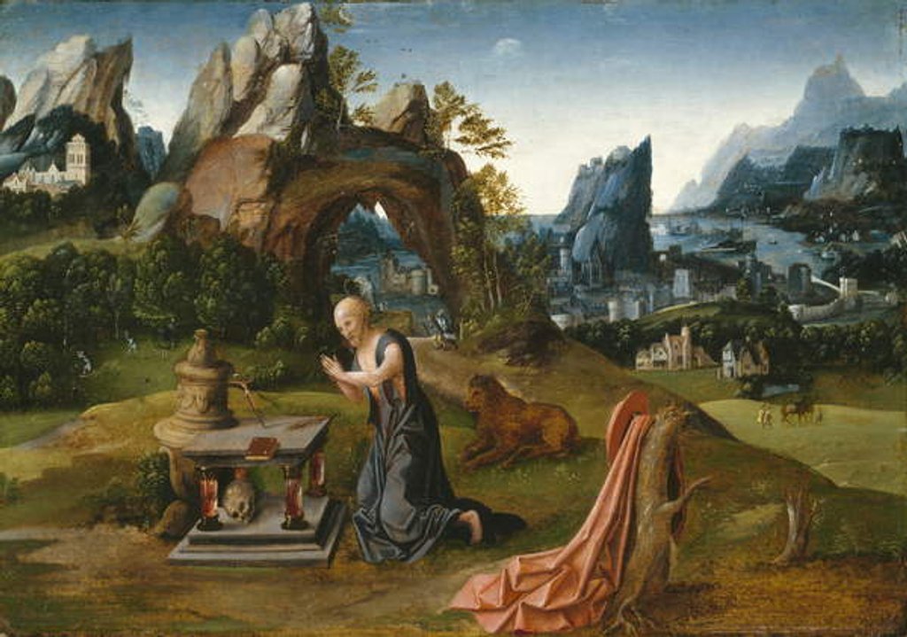 Detail of St. Jerome Praying in a Landscape, 1525-50 by Joachim Patenier or Patinir