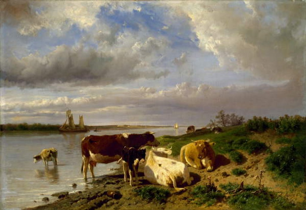 Detail of Landscape with Cattle, by Anton Mauve