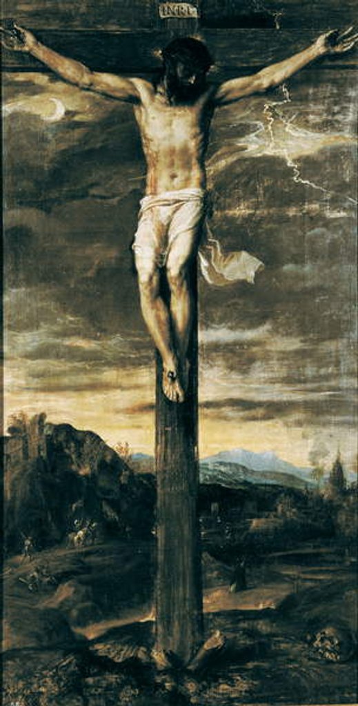 Detail of Cruxified Christ. Inscription INRI on the cross, 1555 by Titian