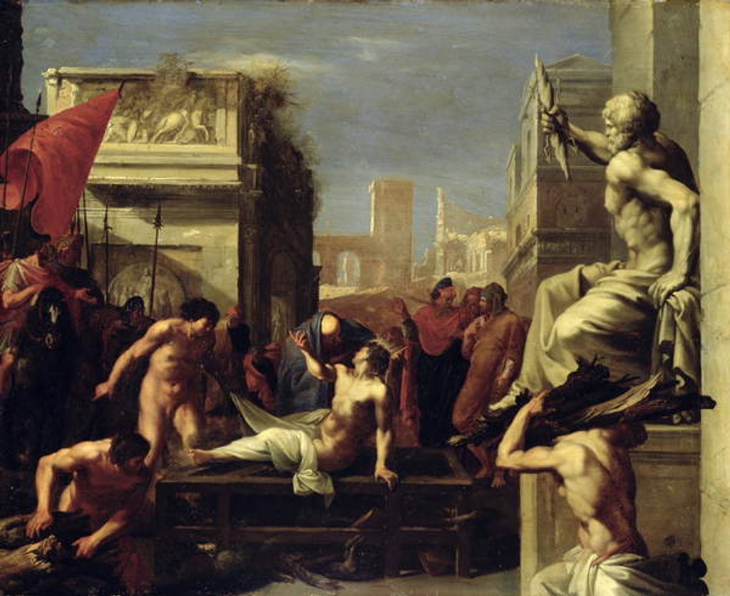 Detail of The Martyrdom of St. Lawrence, 1620-1 by Cornelis van Poelenburgh or Poelenburch