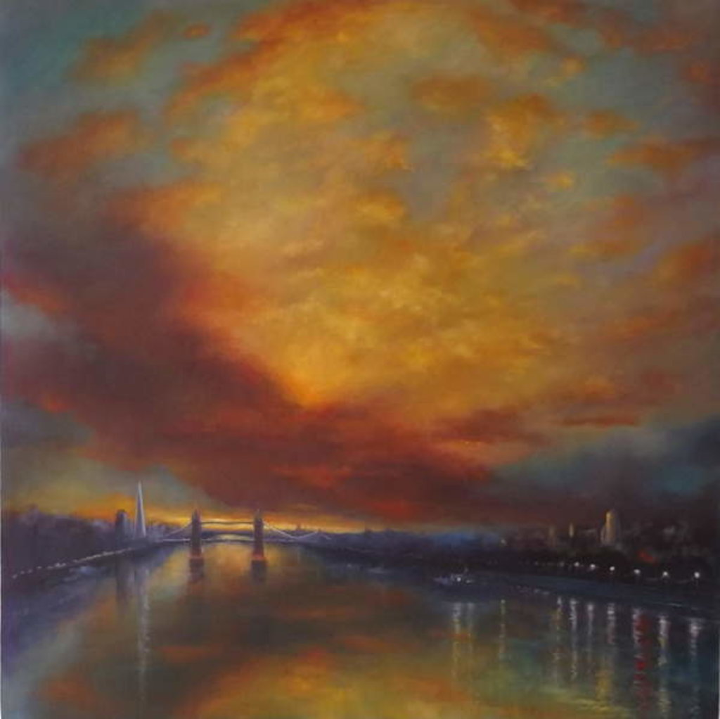 Detail of Pool of London, 2015River Thames,sunset, with Tower Bridge by Lee Campbell