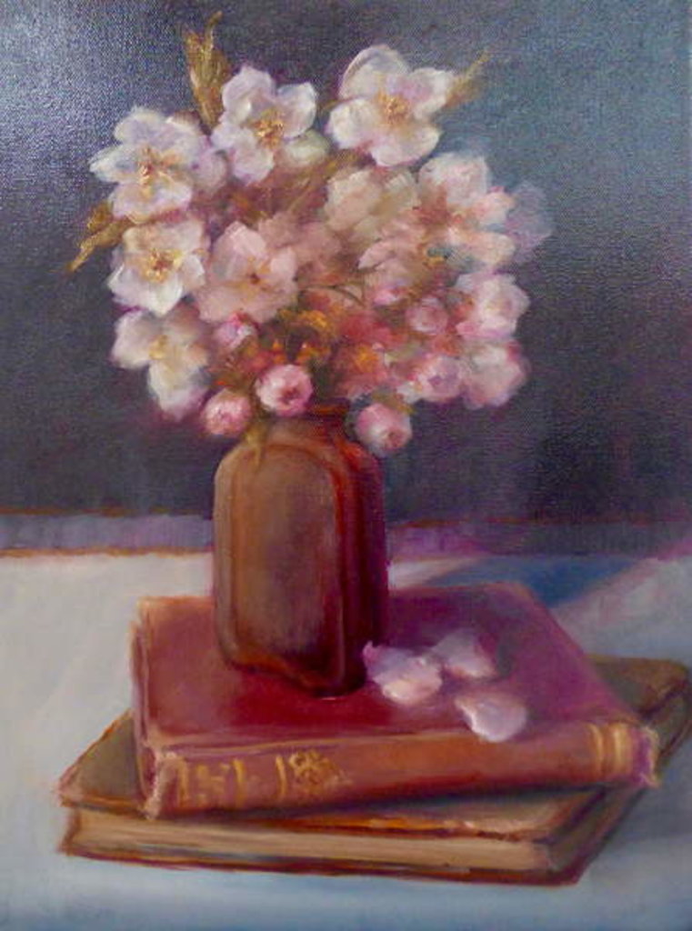 Detail of Vieux et Nouveau I, 2019 Still life with blossoms by Lee Campbell