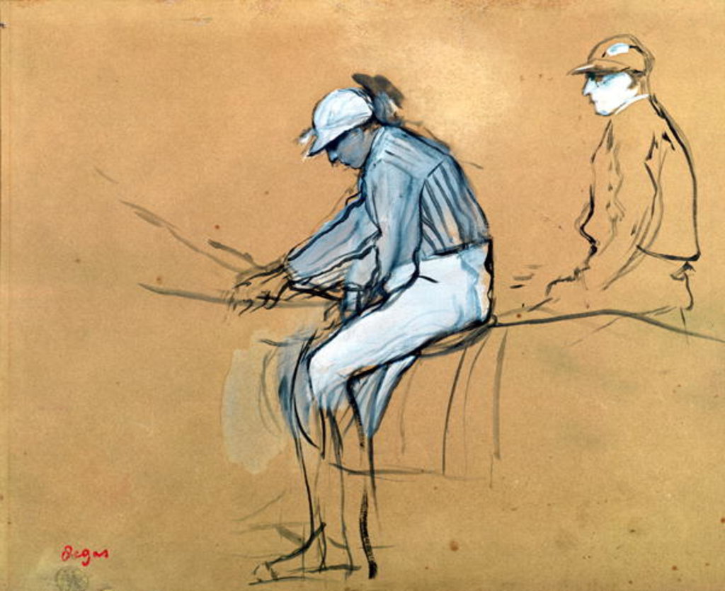 Detail of Jockeys by Edgar Degas