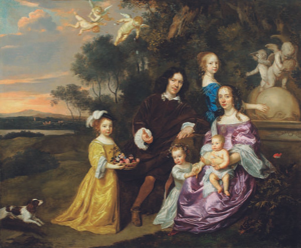 Detail of Portrait of a Family Group by an Ornamental Fountain in a Pastoral Landscape, 1663 by Jan Mytens or Mijtens