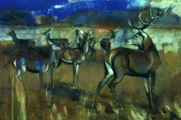 Detail of Gathering Deer, 1998 by Mark Adlington