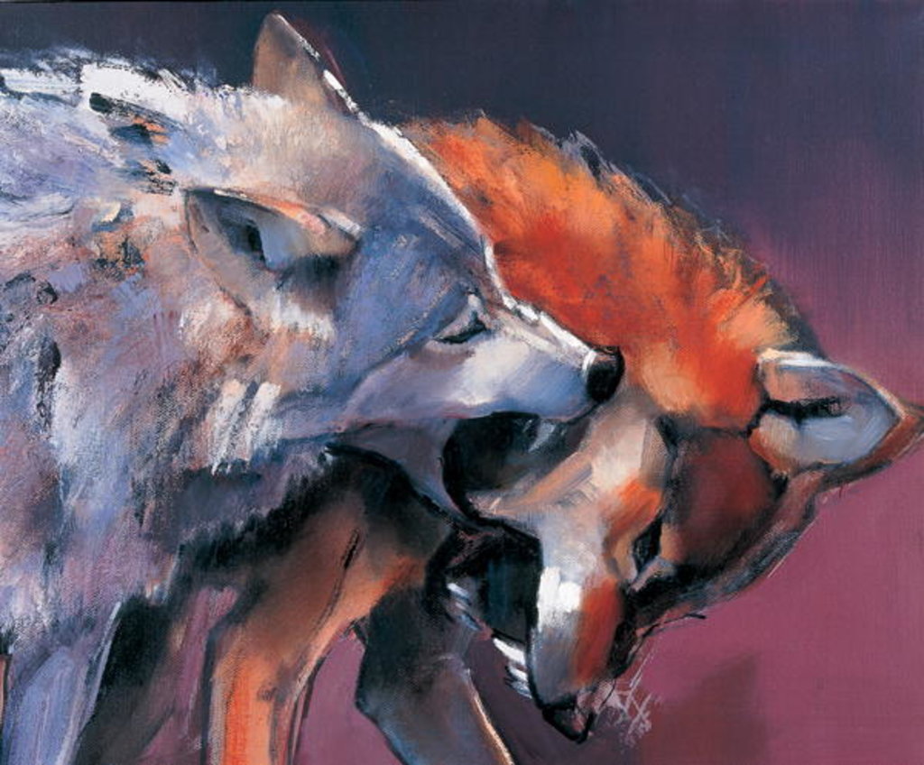 Detail of Two Wolves, 2001 by Mark Adlington