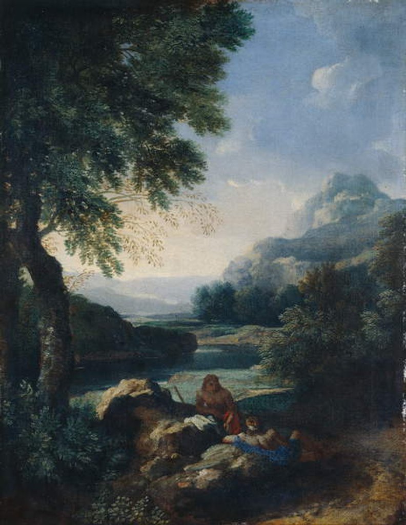 Detail of Landscape with Shepherds, c.1660 by Gaspard Poussin Dughet