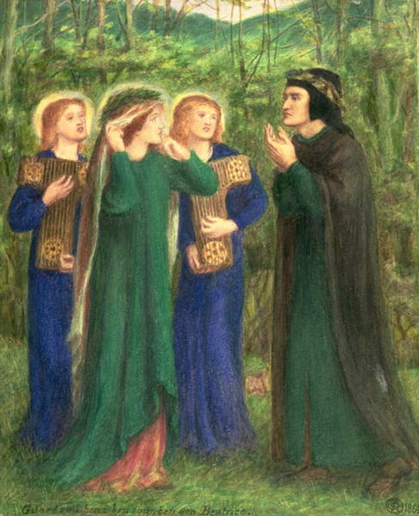 Detail of Dante Meeting Beatrice, 1864 by Dante Gabriel Charles Rossetti