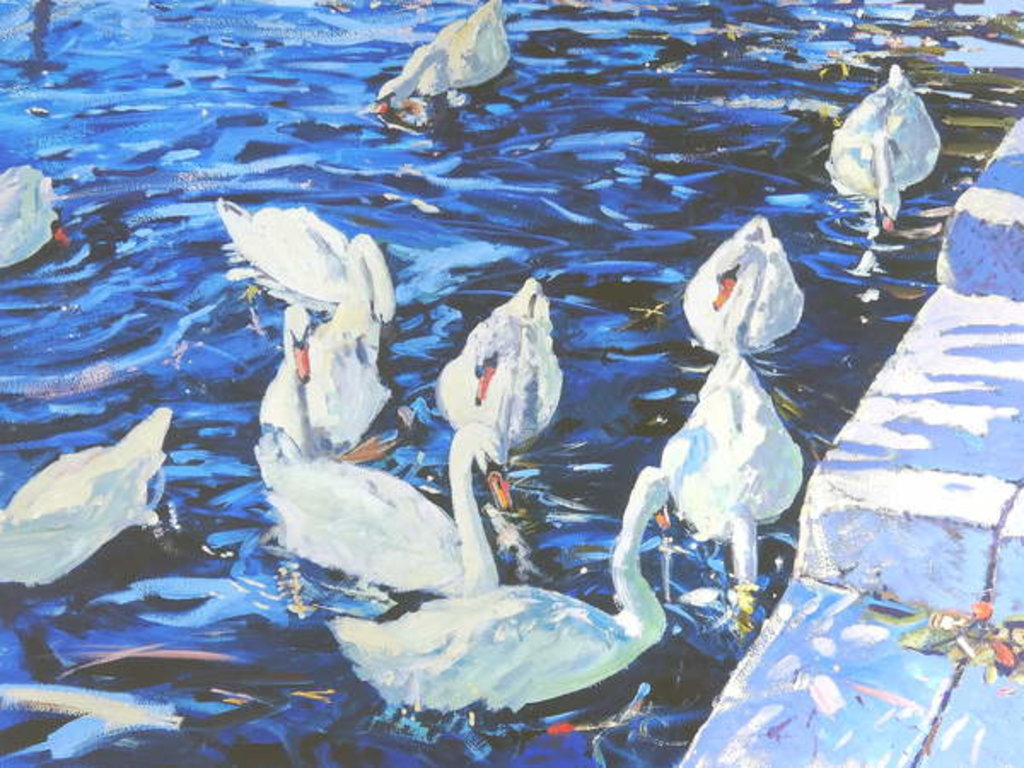 Detail of Swans, 2000 by Martin Decent