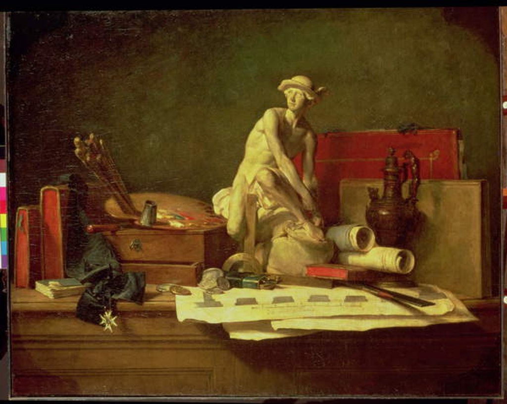 Detail of Still Life with the Attributes of the Arts, 1766 by Jean-Baptiste Simeon Chardin