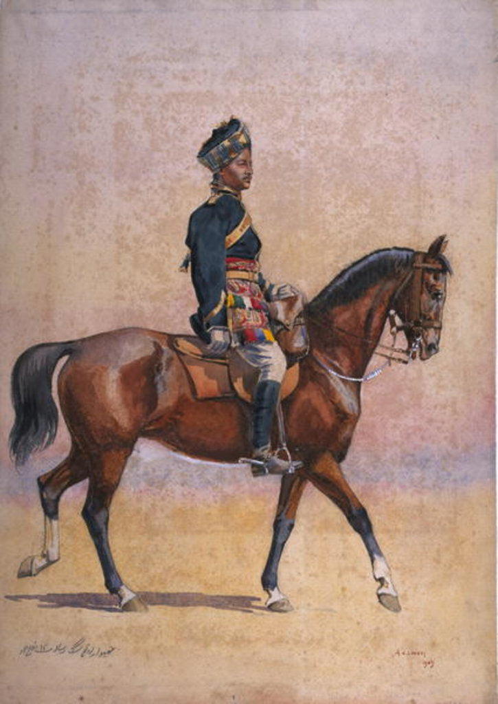 Detail of Soldier of the 12th Cavalry, Jemadar, Dogra by Alfred Crowdy Lovett