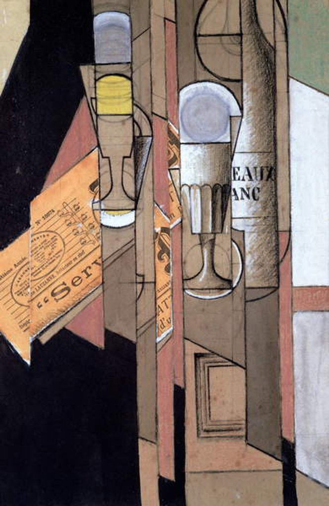 Detail of White Bordeaux, 1913 by Juan Gris