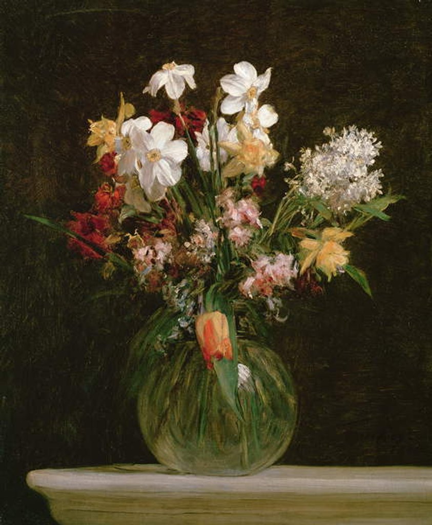 Detail of Narcisses Blancs, Jacinthes et Tulipes, 1864 by Ignace Henri Jean Fantin-Latour