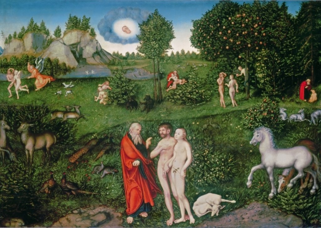 Detail of Adam and Eve in the Garden of Eden, 1530 by Lucas the Elder Cranach