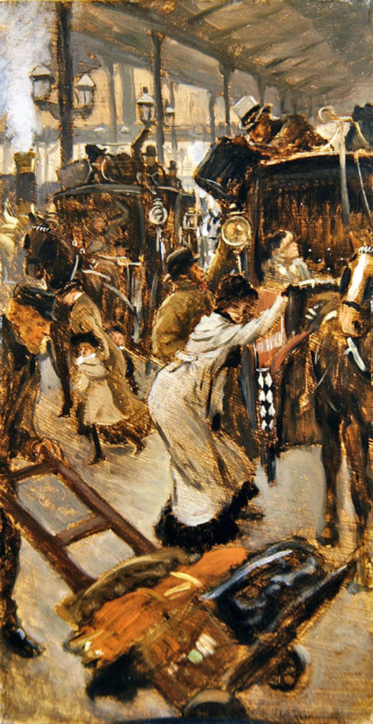 Detail of Departure platform, Victoria station, c.1881-82 by James Jacques Joseph Tissot