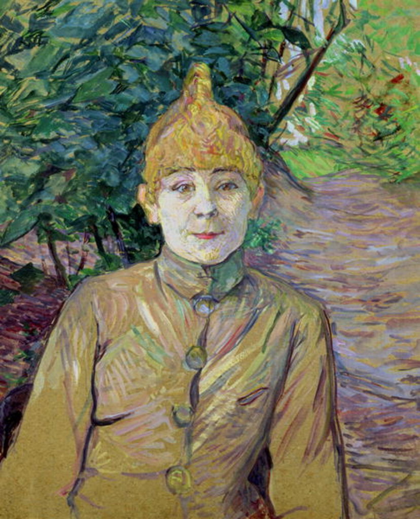 Detail of Portrait of a woman, possibly the French dancer Louise Weber known as 'La Goulue' by Henri de Toulouse-Lautrec