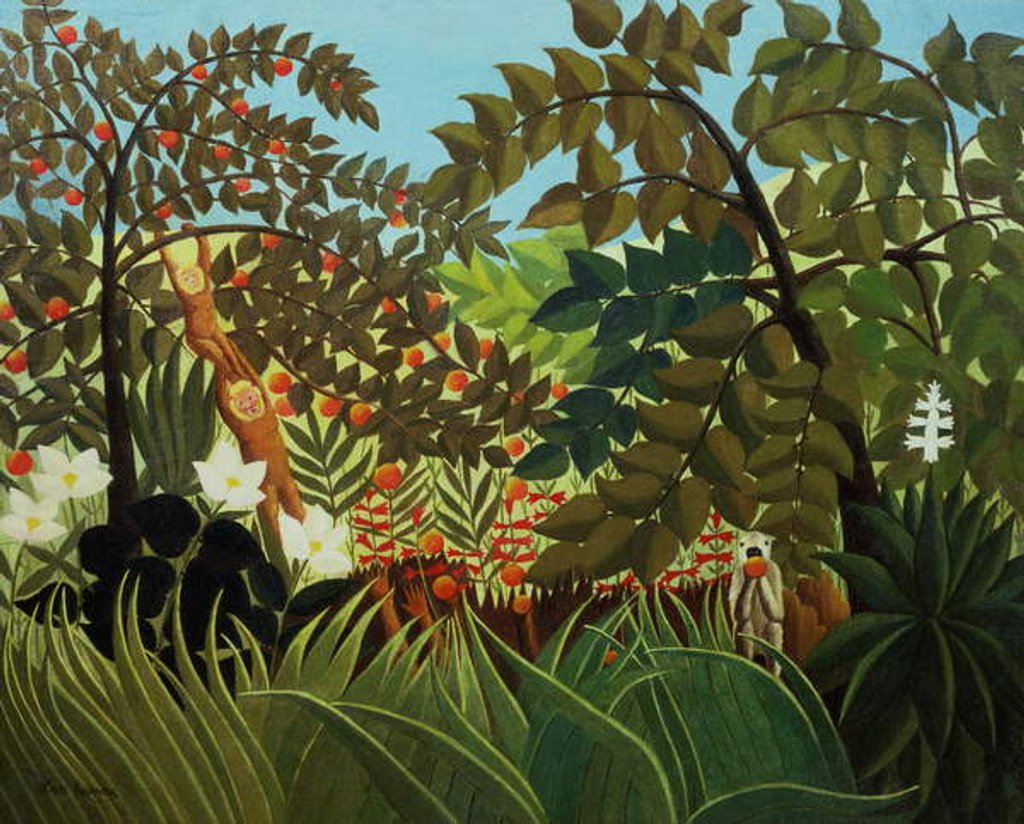 Detail of Exotic landscape, 1910 by Henri J.F. Rousseau