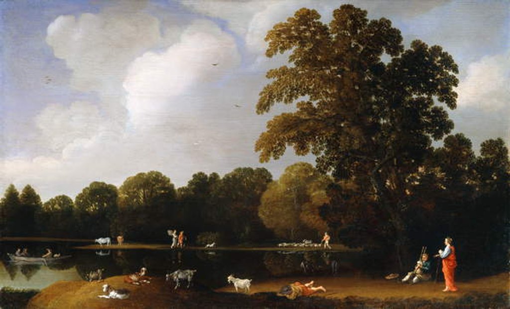 Detail of A River Landscape with Apollo and Marsyas by Daniel Cletcher