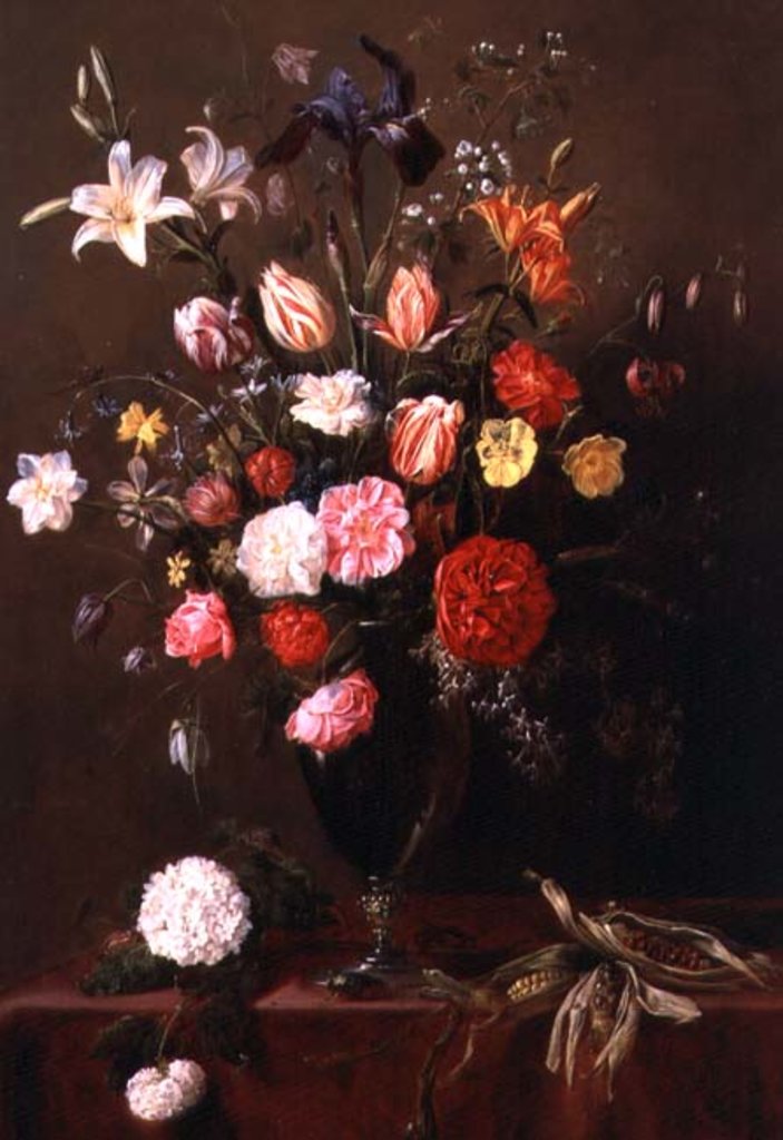 Detail of Still life of flowers by Adriaen van Utrecht