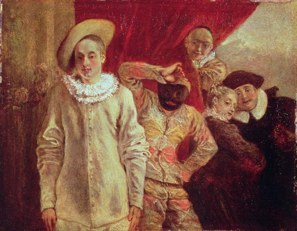 Detail of Harlequin, Pierrot and Scapin, Actors from the Commedia dell'Arte by Jean Antoine Watteau