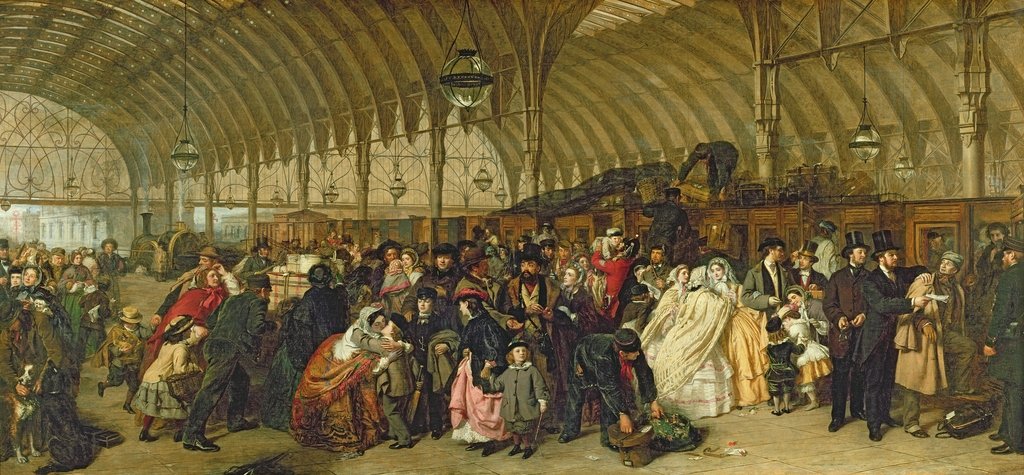 Detail of The Railway Station, 1862 by William Powell Frith