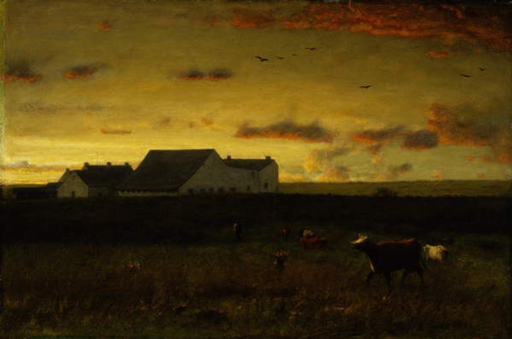 Detail of Farm Landscape, Cattle in Pasture, Sunset, Nantucket, c.1883 by George Snr. Inness