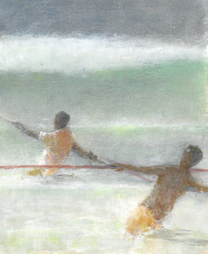 Detail of Fishermen Hauling Nets, 2015 by Lincoln Seligman