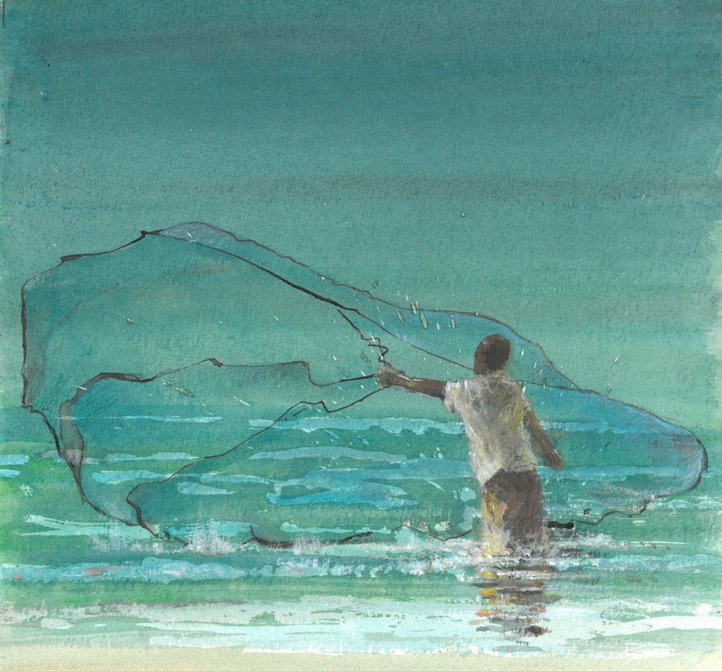 Detail of Lone Fisherman 3, 2015 by Lincoln Seligman