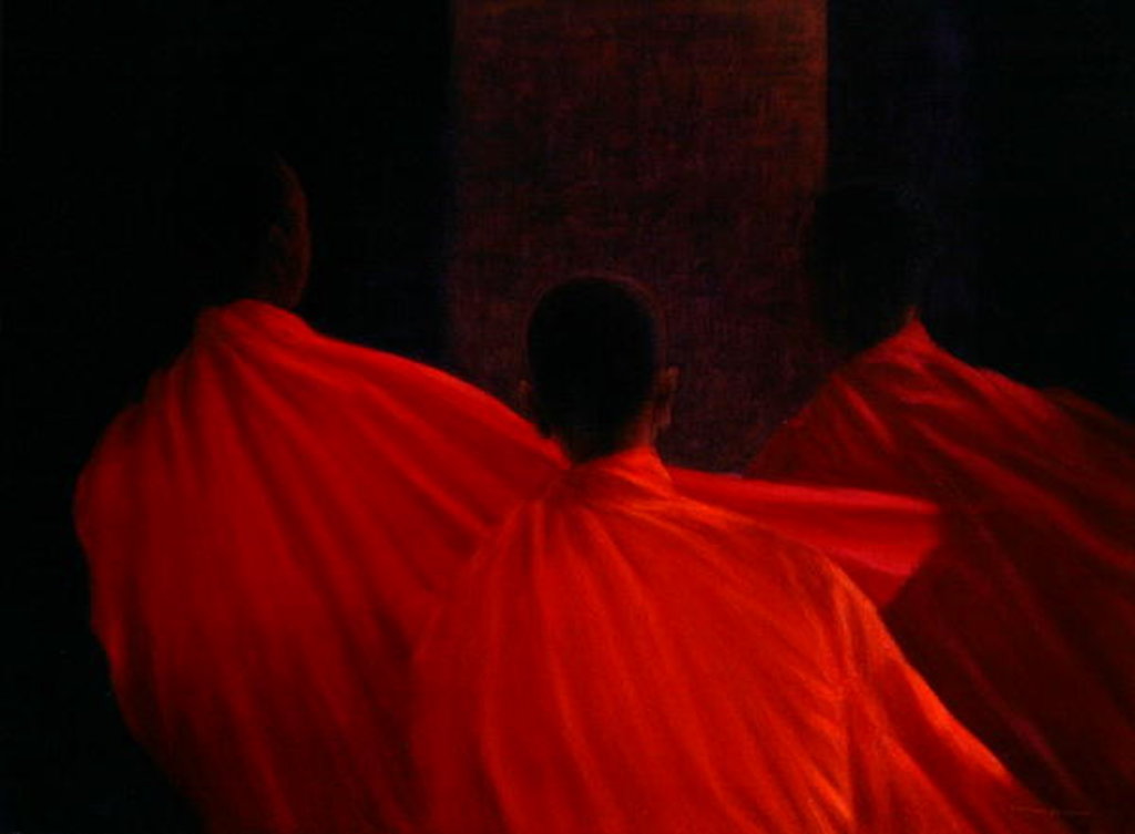 Detail of Four Monks by Lincoln Seligman