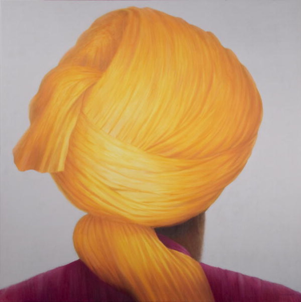 Detail of Big Saffron Turban by Lincoln Seligman