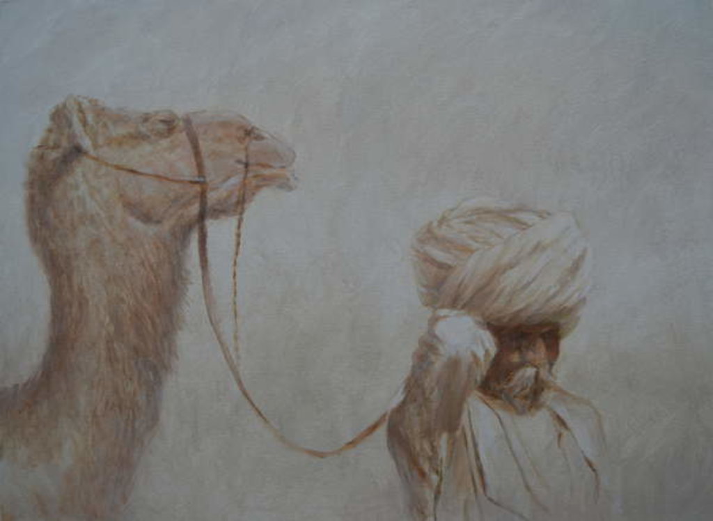 Detail of Man Leading Camel by Lincoln Seligman