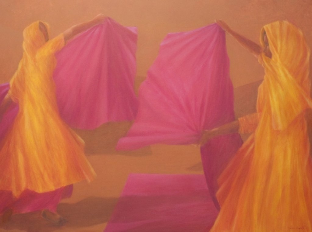 Detail of Folding Saris, 2010 by Lincoln Seligman