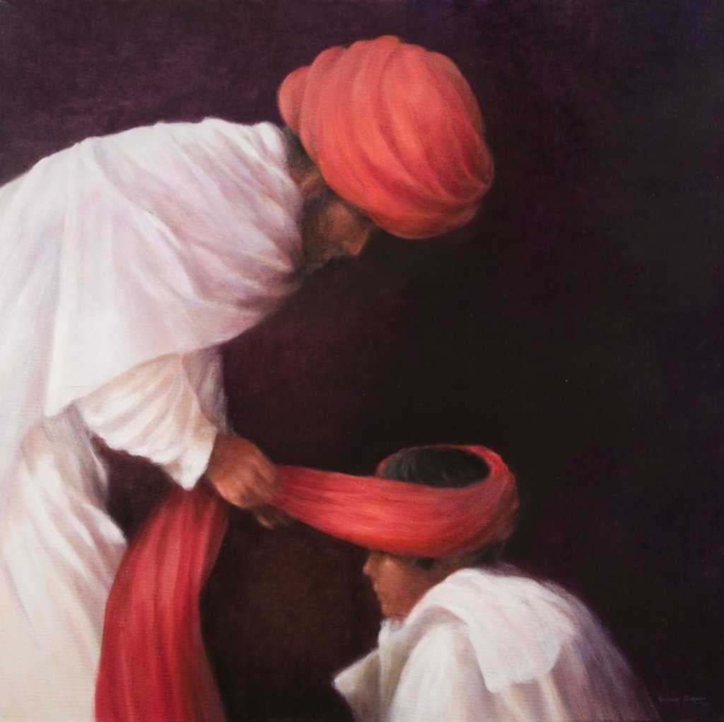 Detail of Tying a Turban, 2010 by Lincoln Seligman