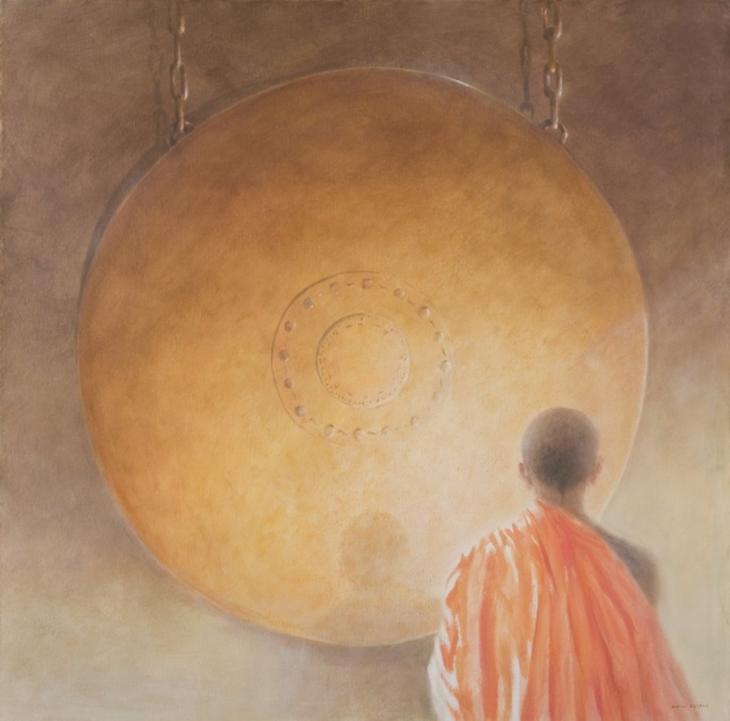 Detail of Young Buddhist Monk and Gong, Bhutan, 2010 by Lincoln Seligman