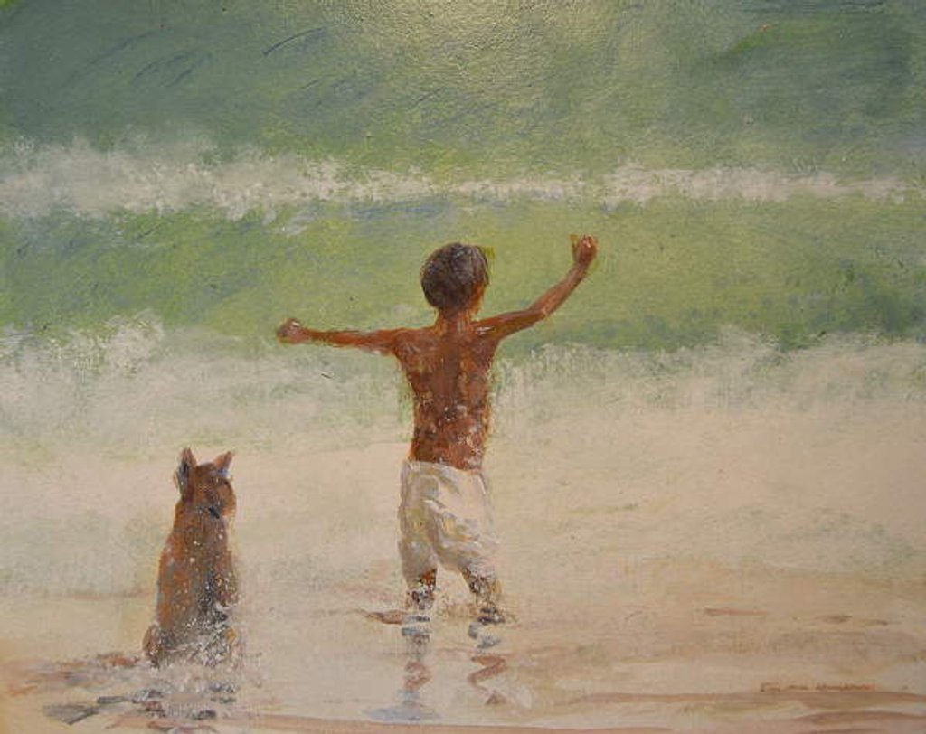 Detail of Boy and Lifeguard, 2019 by Lincoln Seligman